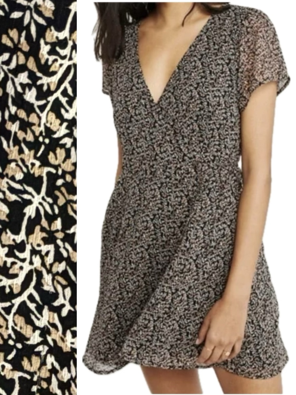 Abercrombie & Fitch Sheer Floral Print Wrap Dress Size Small Flutter Sleeve Mini